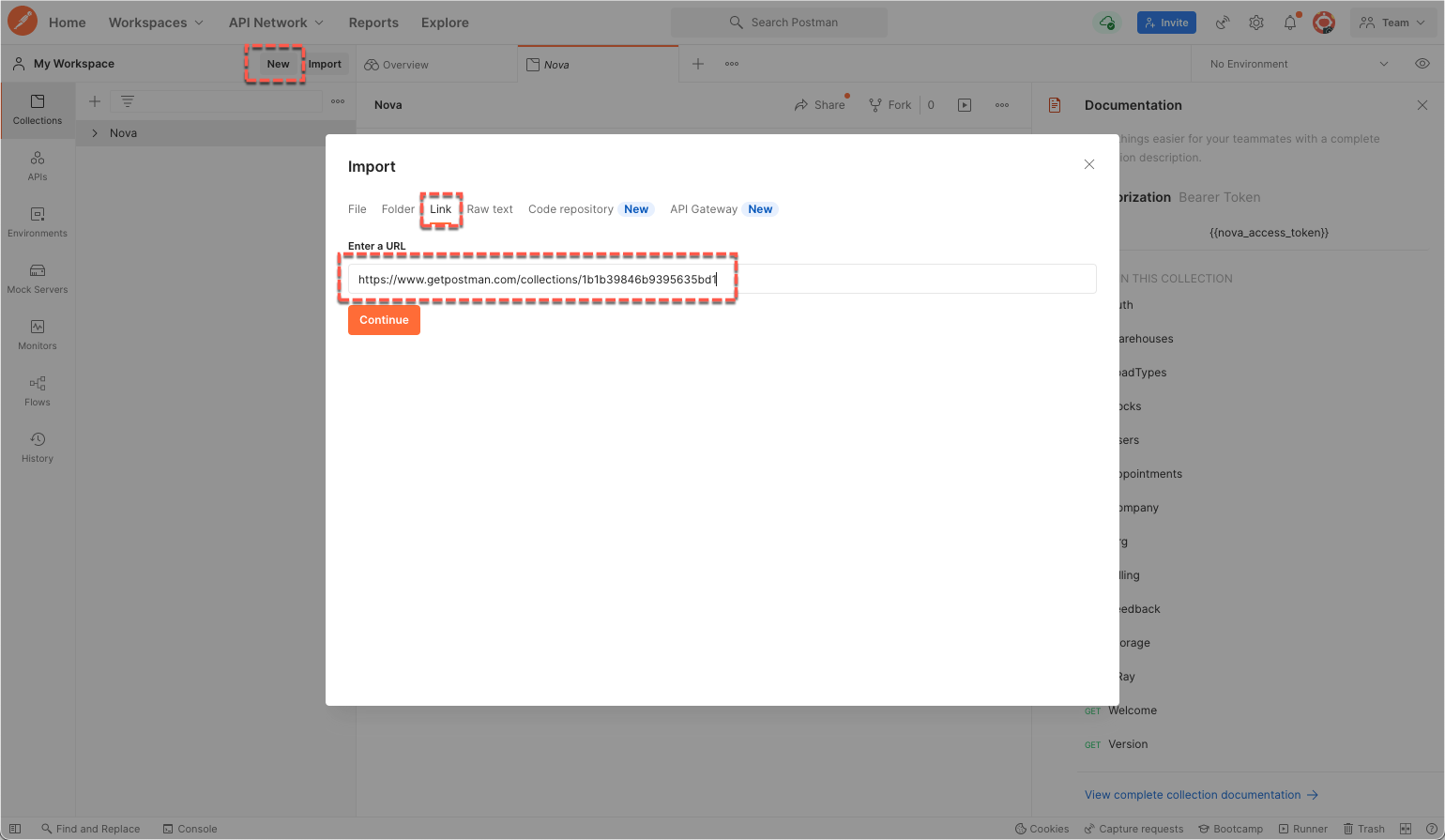 importing-the-postman-collection-opendock